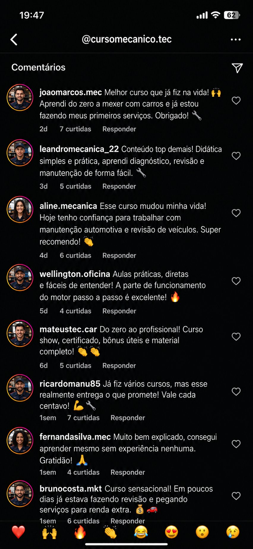Comentários de alunos